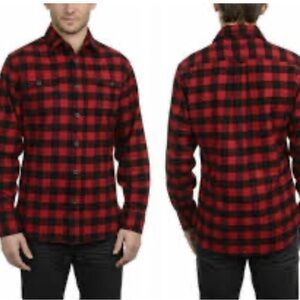 Jachs Red & Black Plaid Brawny Long Sleeve Cotton Flannel Work Shirt Size XL